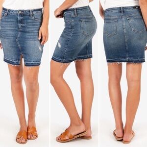 KUT From The Kloth • Hannah Distressed Denim Mini Skirt • Size 6 • NWOT
